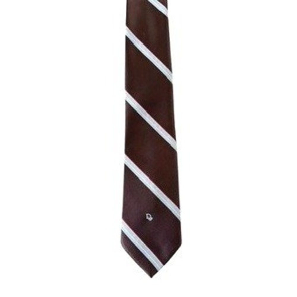 Christian Dior Silk Necktie Brown Striped Vintage Designer Logo Tie Professional